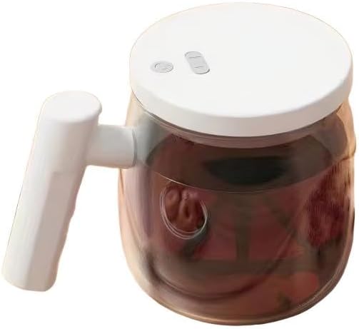 Portable Electric Stirring Cup with USB Charging Automatic Self-Stirring Mug with 3-Pronged Rod Waterproof and Washable (White)