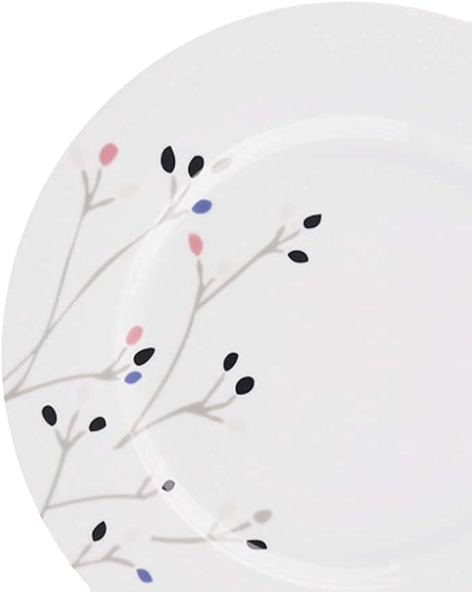 Amazon Basics Dinnerware Set Microwave and Dishwasher Safe Service for 6 18-Piece Complete Kitchen Plates Dishes Bowls Branches