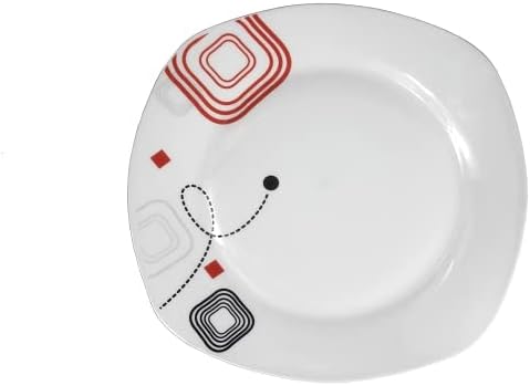 Stylish and Elegant 20 Pieces Porcelain Square Dinnerware Set Service for 4 People for Hosting Parties and Events - Fun Geometrical Theme Design
