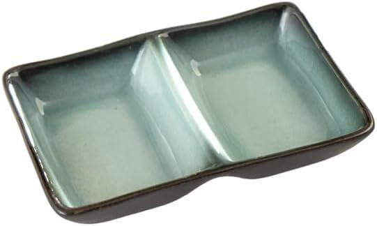 Ebros Gift Blue Sky Stars Artistic Seikai Porcelain Collection Dinnerware Serveware Kitchenware Set Asian Japanese Dining Restaurant Supply (Pack Of 6 Dual Compartment Rectangle Sauce Dishes)