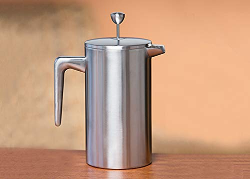 Service Ideas PDWSA350PS Double Wall Coffee Press Stainless Steel Polished 12 oz.