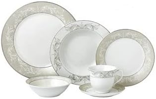 24Piece Silver Border Porcelain Dinnerware Set-Service For 4-Olympia-Mix &amp Match