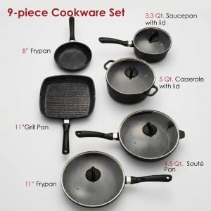 Cuisine::pro Stone Cookware Set Non-Stick Toxin-Free 9 Piece