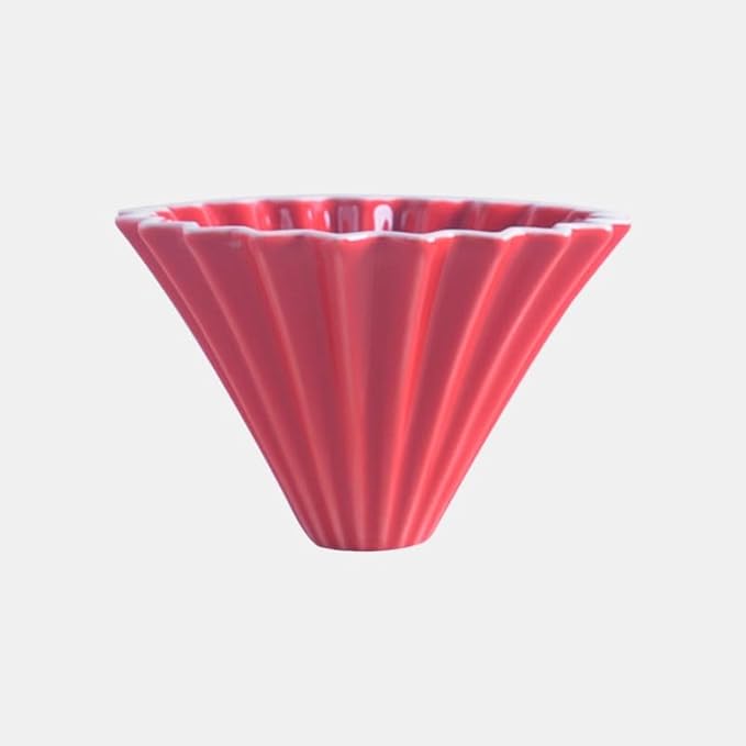 Ceramic Coffee Dripper Pour Over Coffee Maker Handmade Origami Coffee Filter Cup Flower Shape Funnel Drip Cafe Cake Cup Home(Red3-4CUP)