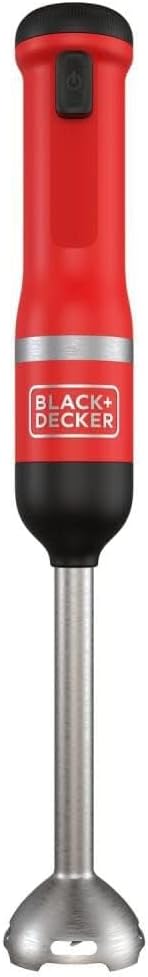 BLACK+DECKER Kitchen Wand Cordless Immersion Blender 6 in 1 Multi Tool Set Hand Blender with Charging Dock Red (BCKM1016KS06)
