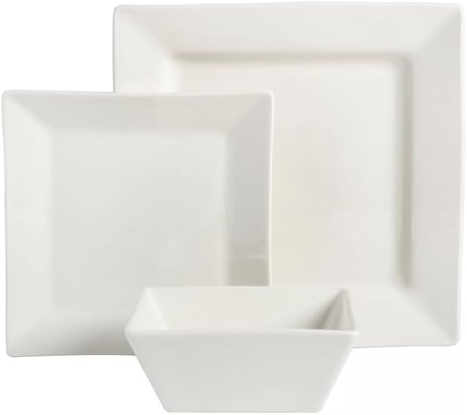 Everyday Use Square 12 Piece Ceramic Dinnerware Set Dinner Set Plates and Dishes Dinner Set
