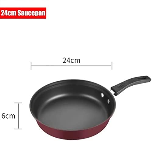 3 pcs Kitchen Cookware Set Flat Bottom Frying Pan Saucepan and Soup Pot Kit Multifunction Utensil Sets with Lids