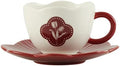 Red Tulip Ceramic Dinnerware Set 13-Piece with 4 Bowls and 4 Plates Vintage Floral Pattern Retro Style Tableware with Gift Box