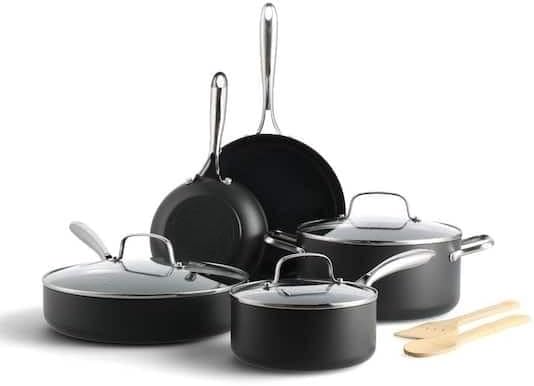 For 10-Piece Hard Anodized Aluminum Cookware Set