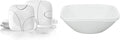 Corelle 18-Piece Service for 6 Chip Resistant Simple Lines Dinnerware Set &amp Square Pure White 1-Quart Bowl Set (2-Piece)