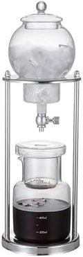 Cold Brew Drip Tower Ice Cold Brew Dripper Coffee Tower 600ml Cold Brew Drip Coffee Maker Adjustable Valve Reusable Stainless Steel Stand DIY Ice Coffee Brew Tower for Coffee and Tea
