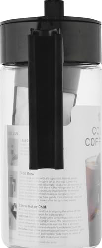 Takeya Tritan Cold Brew Coffee Maker - Airtight Pitcher with Leak-Free Lid - BPA-Free Cold Brew Maker with Silicone Handle - Dishwasher-Safe Pitcher for Homemade-Cold-Brew - 1 QuartBlack(Pack of 4)