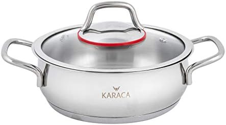 KARACA Emirgan 6 Piece Stainless Steel Induction Shallow Pot Set 14 cm 16 cm 18 cm Dishwasher Safe Silver Shallow Pans Set