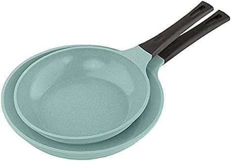 ORIGINAL Neware EUROCOOK JADE Powder-coated Non-Stick Ceramic Cookware Set 4-Piece PFOA-Free Kit: Frying Pans and Casserole with Tempered Glass Lid