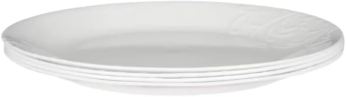 12 Piece Dinnerware Set Classic Embossed-floral Pattern Dinner Plates Soup cereal Bowls