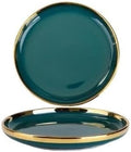 Dinner Sets Gilt Rim Green Ceramic Plate Steak Food Plates Bowls Ins Dinner Dish Luxurious Porcelain Dinnerware Set For Family Hotel(8 inch plate 1pcs)