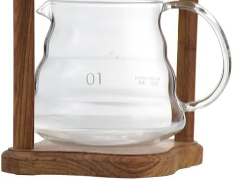 Cold Brew Drip Tower Cold Brew Drip Tower Iced Coffee Maker with Adjustable Drip Speed Valve Wooden Bracket for Home Office - Portable Coffee Dripper