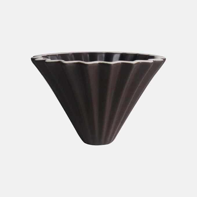 Ceramic Coffee Dripper Pour Over Coffee Maker Handmade Origami Coffee Filter Cup Flower Shape Funnel Drip Cafe Cake Cup Home(Brown3-4CUP)
