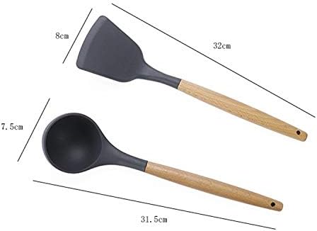 Kn020 11 in 1 Wooden Handle Silicone Non-Stick Spatula Spoon Kitchen Tool Set Cookware Set Cookware Picnic Boiler Cookware