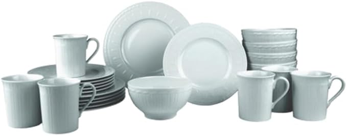 Villeroy &amp Boch Cellini Collection 24-Piece Dinnerware Set Premium Porcelain Made in Germany Dinner Plate Salad/Breakfast Plate Bowl Mug White