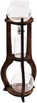600ml Cold Brew Coffee Maker - Wooden Drip Tower for Iced Coffee Brews 6-8 Cups Ideal for Home &amp Office Use Stylish Coffee Brewer Machine (Brown)