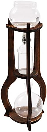 600ml Cold Brew Coffee Maker - Wooden Drip Tower for Iced Coffee Brews 6-8 Cups Ideal for Home &amp Office Use Stylish Coffee Brewer Machine (Brown)
