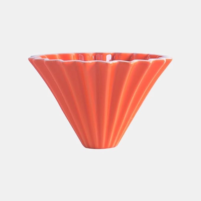 Ceramic Coffee Dripper Pour Over Coffee Maker Handmade Origami Coffee Filter Cup Flower Shape Funnel Drip Cafe Cake Cup Home(Orange1-2CUP)