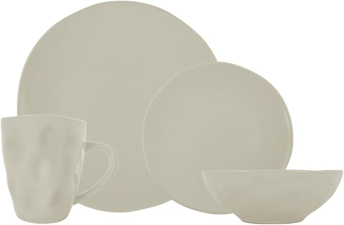 TOVE Dinnerware Set for One - Beige Ceramic 4 Pieces