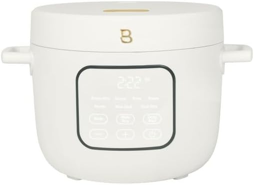Beautifuly 14-Cup Cooked Electric Rice &amp Grain Cooker 6-Cup Uncooked Capacity Ceramic Nonstick Coating Multi-Grain Cooking Automatic Keep Warm (White Icing)