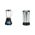 Bundle of Waring Commercial Countertop Bar Blender BevBasix™ Light Duty + Waring Commercial CAC37 Complete Stainless Steel Container with Blade and Lid 32-OunceSilver