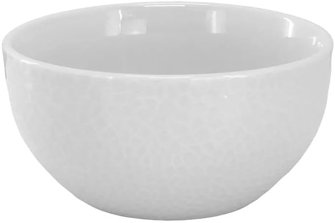 16-Piece White Porcelain Dinnerware Set – Double Bowl Plates Microwave &amp Dishwasher Safe Textured Design Tableware for Elegant Dining