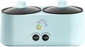 Double-Bird Electric Hot Pot Dual Compartment Cooker with Glass Lids Blue