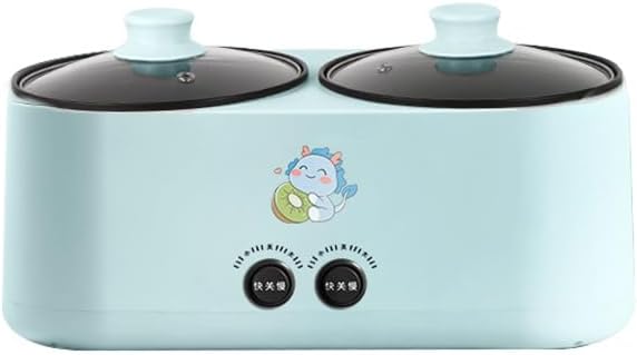 Double-Bird Electric Hot Pot Dual Compartment Cooker with Glass Lids Blue