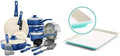 GreenLife Soft Grip Healthy Ceramic Nonstick Cookware Pots and Pans Set 16 Piece Blue &amp Bakeware Healthy Ceramic Nonstick Cookie Sheet 18 x 13 Turquoise