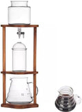 Cold Brew Drip Tower with Adjustable Water FlowPortable Cold Brew Drip Tower - Adjustable Iced Coffee Maker with Glass Carafe &amp Wooden Bracket - Perfect for Home &amp Office Brewing - Enjoy Sm