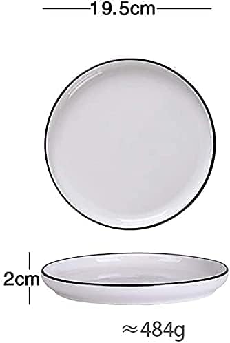 Dinnerware Set Kitchen and Dining European Nordic Household Ceramic Tableware Simple Black Black Cutlery Plate White L 8 Inch