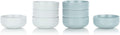 Everything Kitchens Modern Flat Dinnerware Collection (Stone Gray &amp Dusty Blue 8-Piece Bowl Set)
