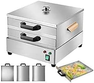 Electric Cantonese Rice Noodle Rolls Machine 2 Layer Stainless Steel Steamed Vermicelli Roll Steamer with 3 Steaming Tray - Easy and Efficient Cooking