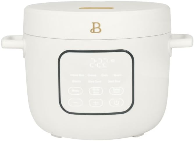 Beautiful 14-Cup Electric Rice and Grain Cooker Ceramic Nonstick Coating White Icing