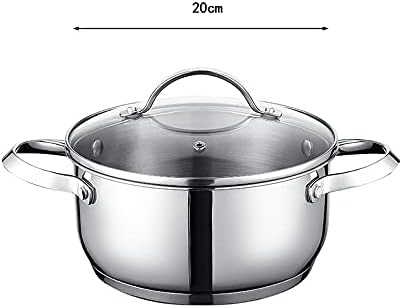 Non-Stick Cookware Set3-Piece Stainless Steel Pots and Pans with Glass Lid for Home Restaurant