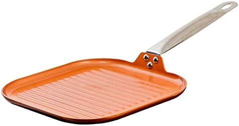 12 Piece Copper Ceramic Nonstick Cookware Set Fry Sauce Pan Casserole Fryer Insert S/Steel Spoon Spatula Ladle Slotted Turner Glass Lids Utensils
