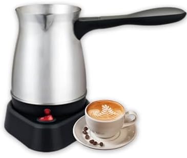 Diyeeni Electric Turkish Coffee Maker 600ml Stainless Steel Turkish Coffee Pot Tea Maker Kettle Coffee Machine 5 to 6 Cup Capacity with Ergonomic Handle for Home Office &amp Travel