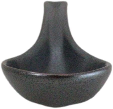 Ebros Gift Iron Black Clay Underglaze Technique Tetsu Kesho Porcelain Dinnerware Kitchen Set Asian Japanese Restaurant Supply (Pack of 6 Asian Soup Spoons With Hook)