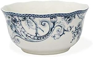 Misc Blue 16-Piece Dinnerware Set Service for 4 White Floral Porcelain 16 Piece Dishwasher Safe Microwave