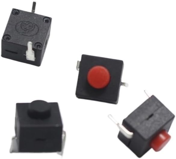 4PCS 8X8x8.4mm 2P Push Button Switch 8 * 8MM 2Pin Tactile Power Switch Self-Locking Latching Rice Cooker Kettle Switch(Red)