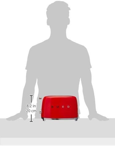 SMEG 2 Slice Toaster with 6 Presets and Defrost Function and Removable Crumb Tray TSF01RDUS RED