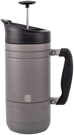 BruTrek® by Planetary Design Basecamp Coffee Press - Double Wall Vacuum Insulated Stainless Steel - Bru-Stop Technology No Grounds in Coffee No Spill Lid (Storm Gray 48 fl.oz)