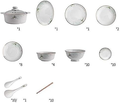 Dinnerware Set Nordic Light Luxury Phnom Penh Soup Pot/Plates Ceramic Plates and Sets for Restaurant and Wedding Gifts/Bone China Dinner Set (E)