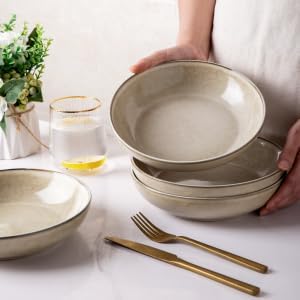 AmorArc Ceramic Dinnerware SetsHandmade Reactive Glaze Plates and Bowls SetsHighly Chip and Crack Resistant | Dishwasher &amp Microwave Safe Dishes Set Service for 4 (30pc)