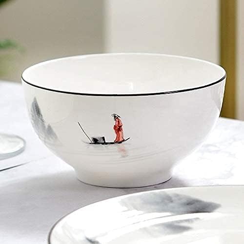 Dinnerware Sets - Luxury Gift Dishes Service Set Chinese Bone China Tableware Set Service for 1 People Kitchen Dinner Serving White